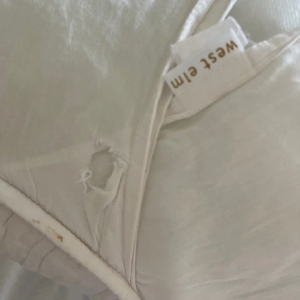 Vintage west elm y2k ruffled white striped large square throw accent pillow